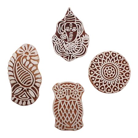 Set of 4 Piece New Mix Wooden Printing Block